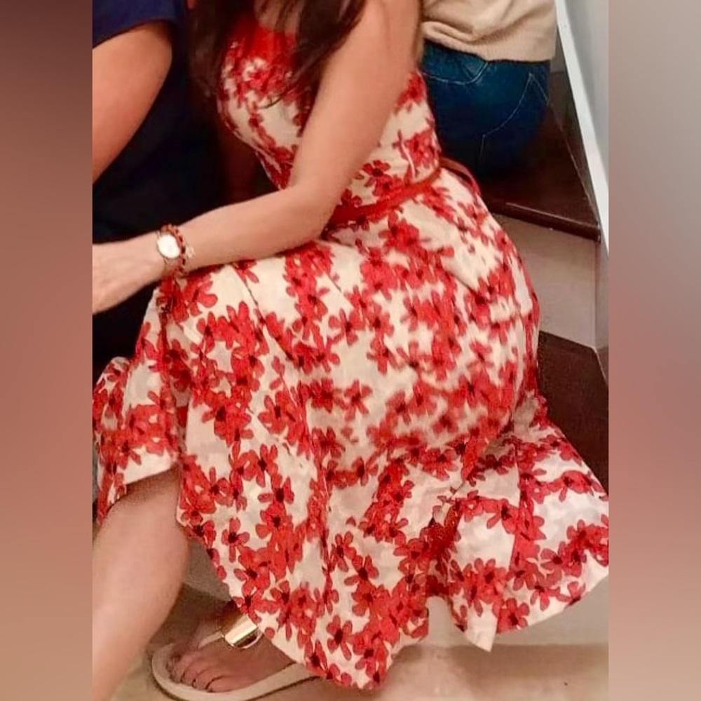 Carolina Herrera Sweetheart Neckline Sleeveless Fitted Bodice Waist Tie A-Line